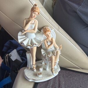 9” Vintage 1986 White and Gold Ballerina Figurine Pair - Elegant Home Accent